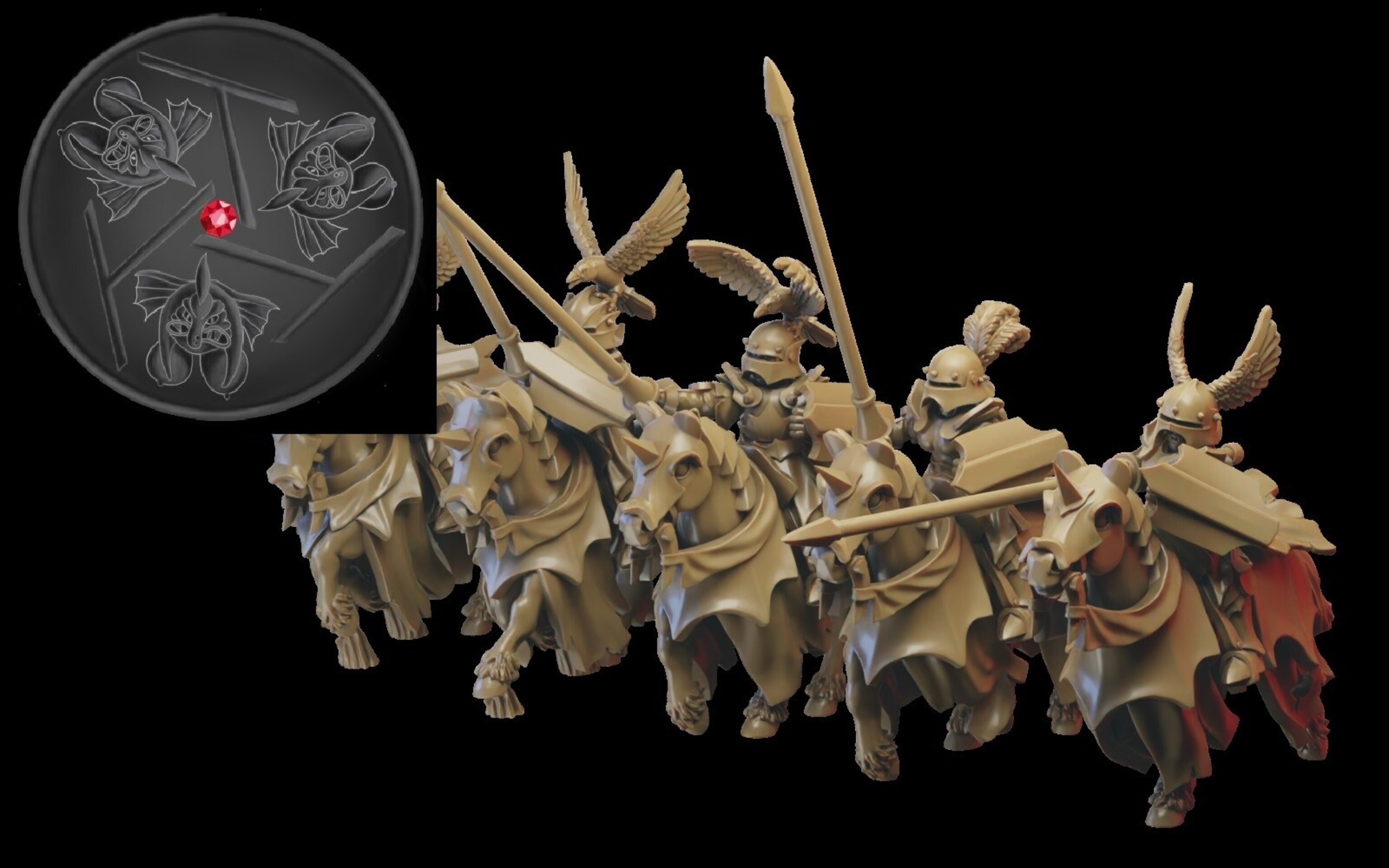 Vampiric cavalry (ilhadiel) vampire counts - wargames - resin miniatures - 28 mm - 2