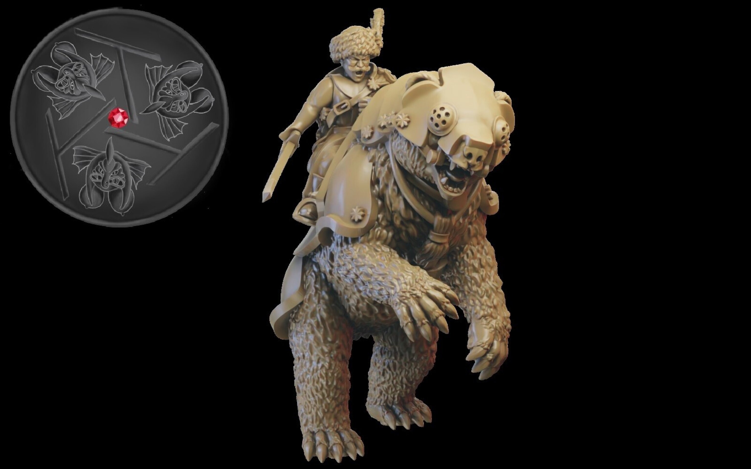 Boyar on bear (ilhadiel) kislev - wargames - resin miniatures - 28 mm - 1