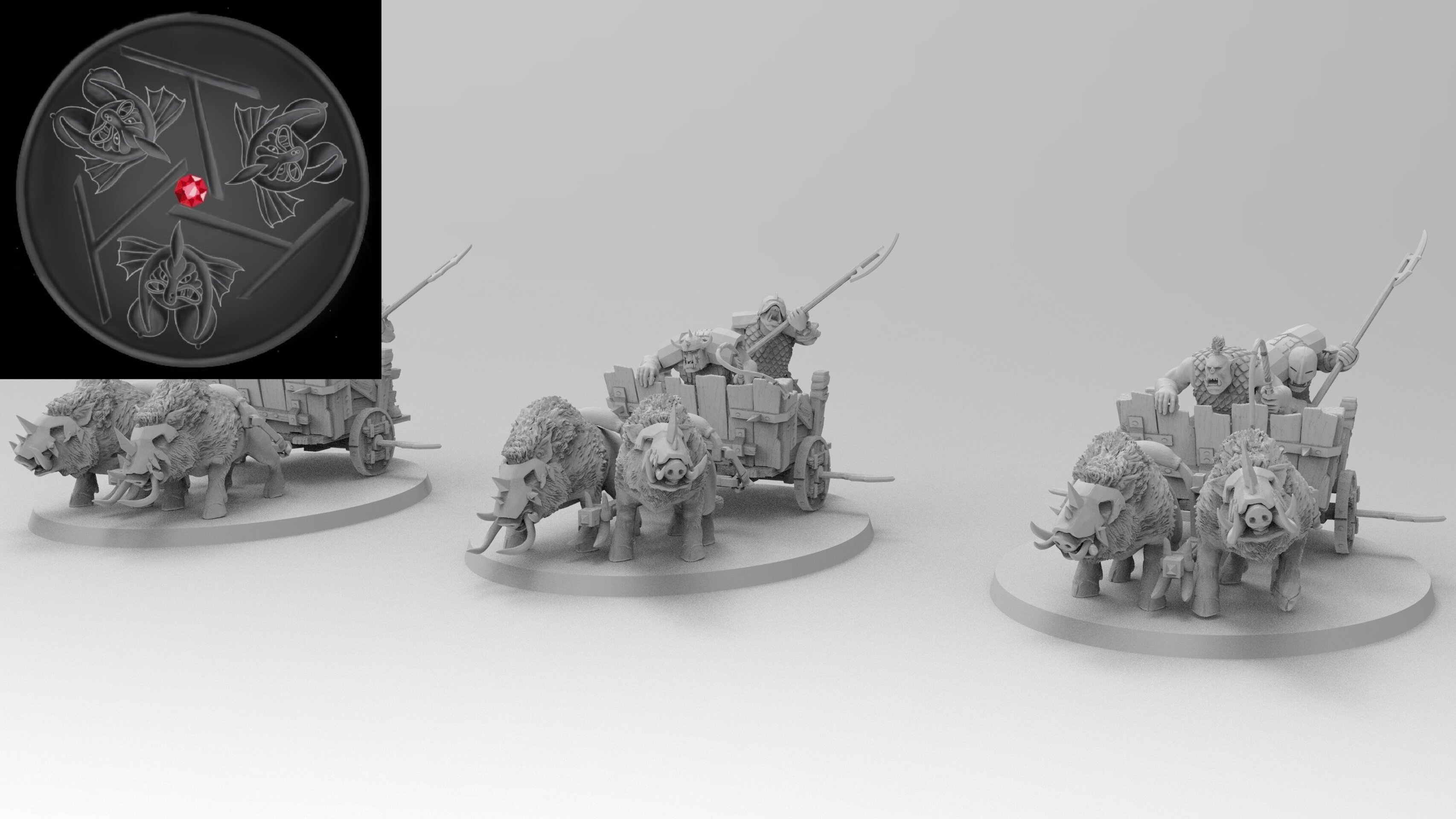 Orc Boar Chariot (emang) orcs & goblins - wargames - resin miniatures - 28 mm - 3