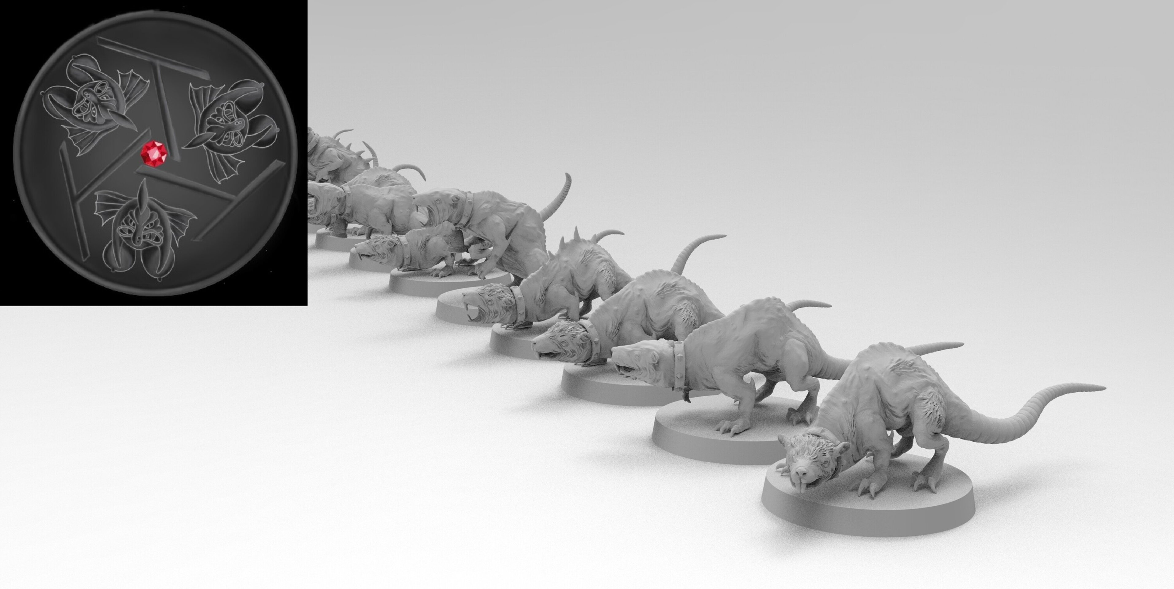 Giant Rats (emang) skavens - wargames - resin miniatures - 28 mm - 2