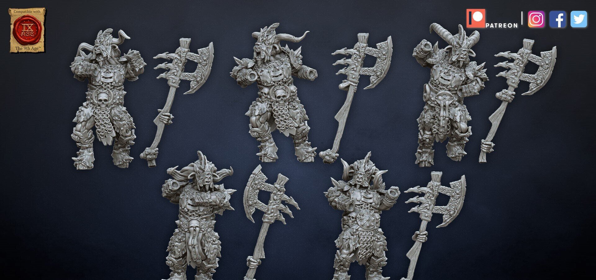 Bestigors (dragons lake) beastmen - wargames - resin miniatures - 28 mm - 7