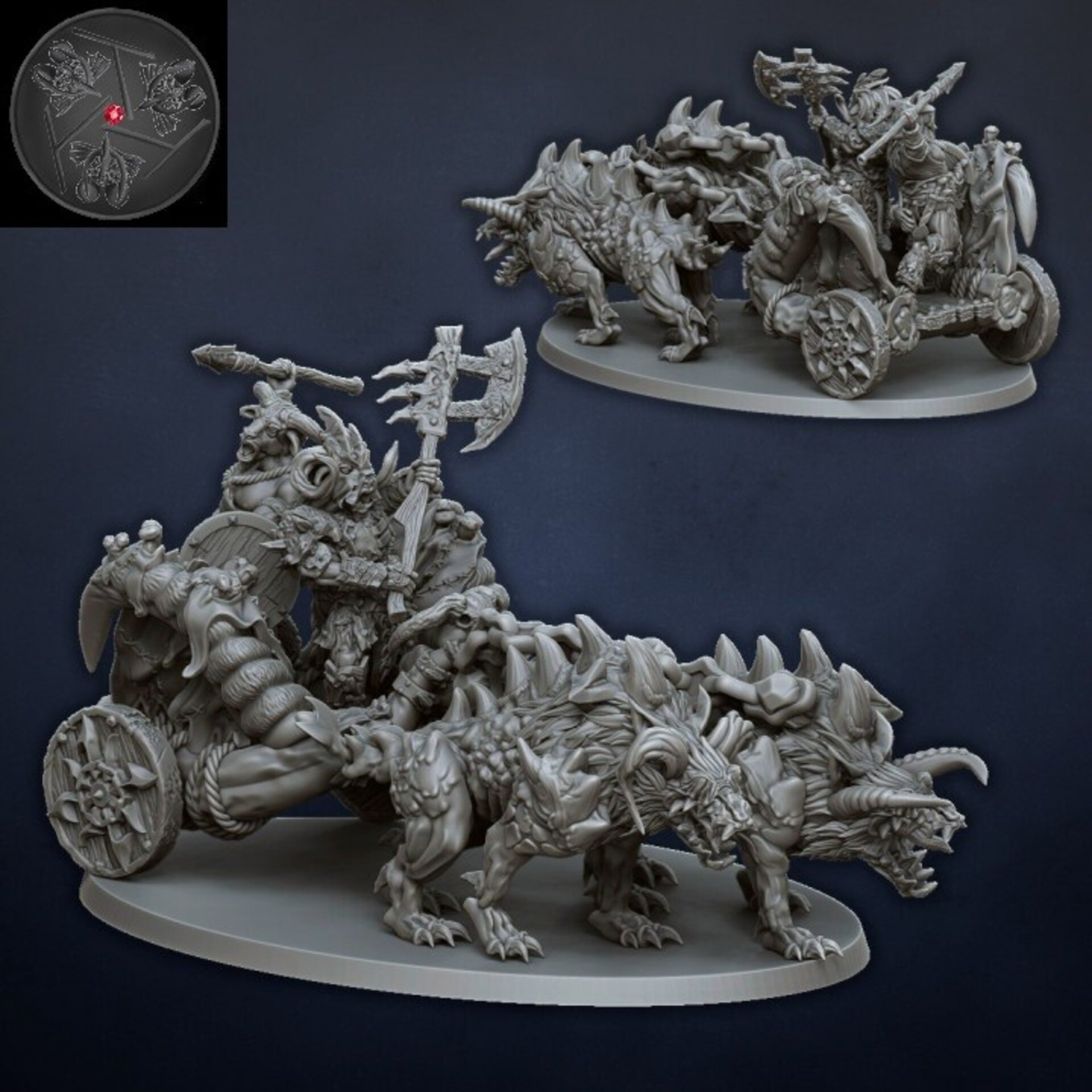 Tuskgors Chariot (dragons lake) beastmen - wargames - resin miniatures - 28 mm - 4