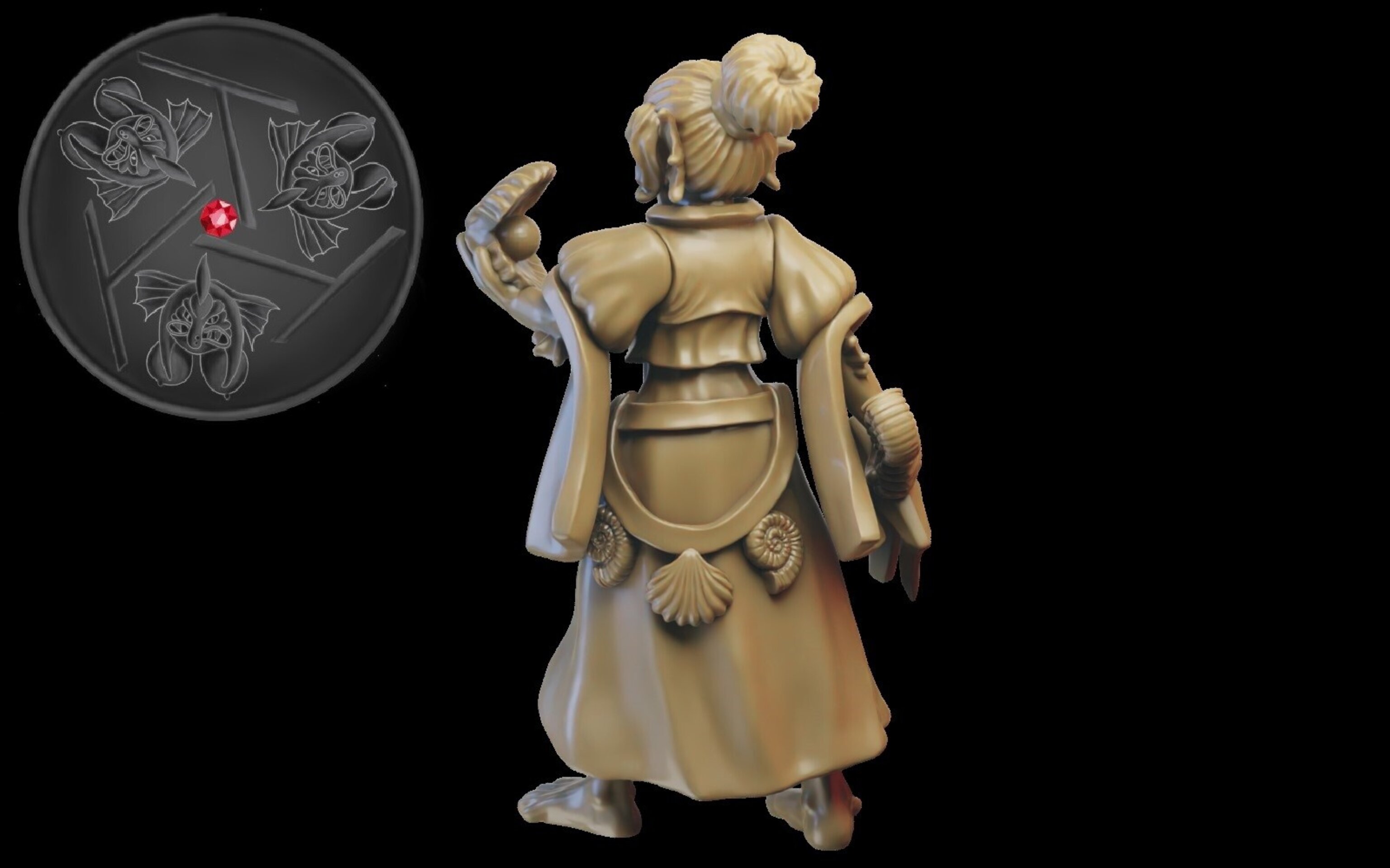 Sorcerer on foot (ilhadiel) naiads - wargames - resin miniatures - 28 mm - 2