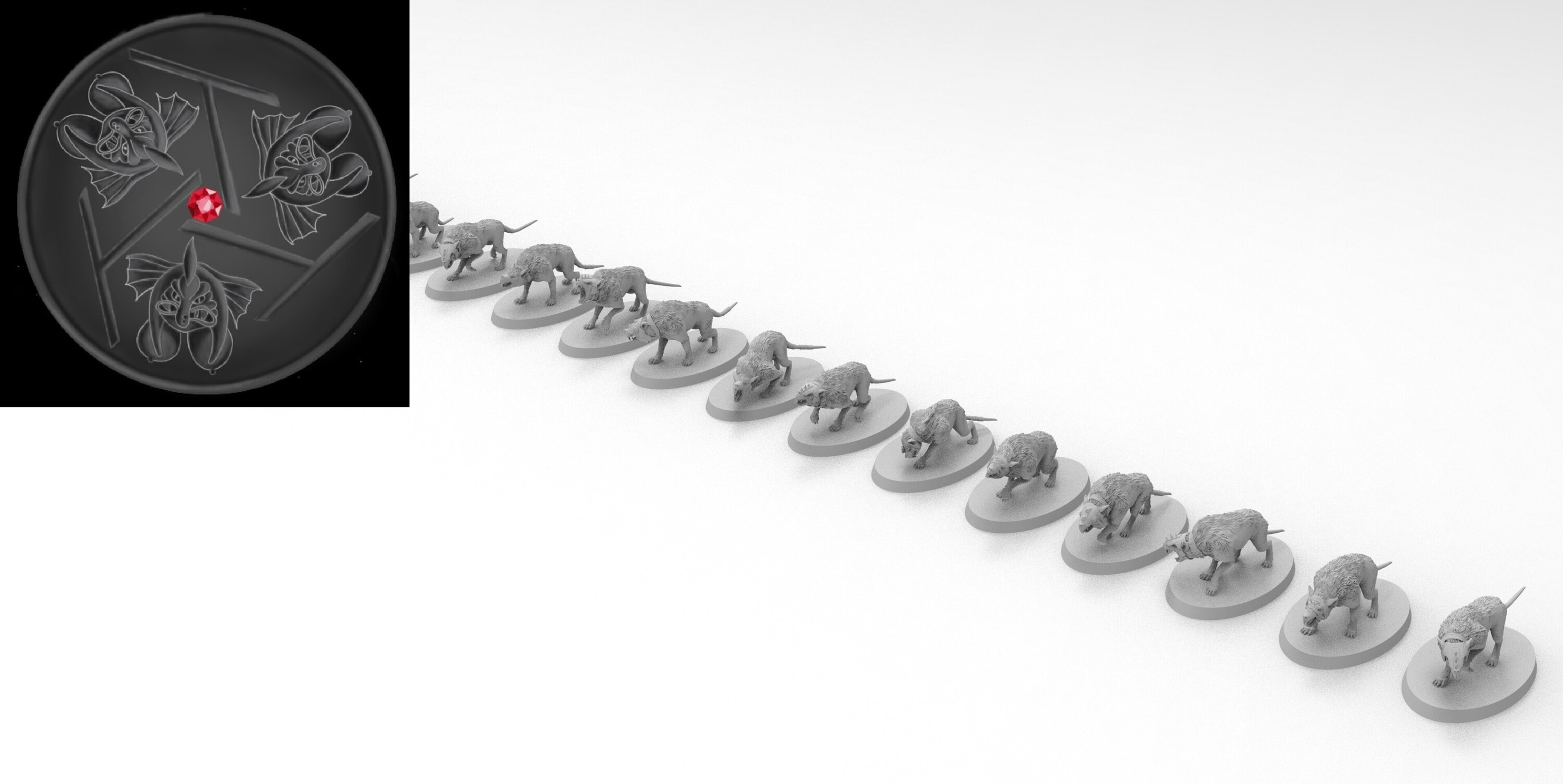 Wolf Rats (emang) skavens - wargames - resin miniatures - 28 mm - 4