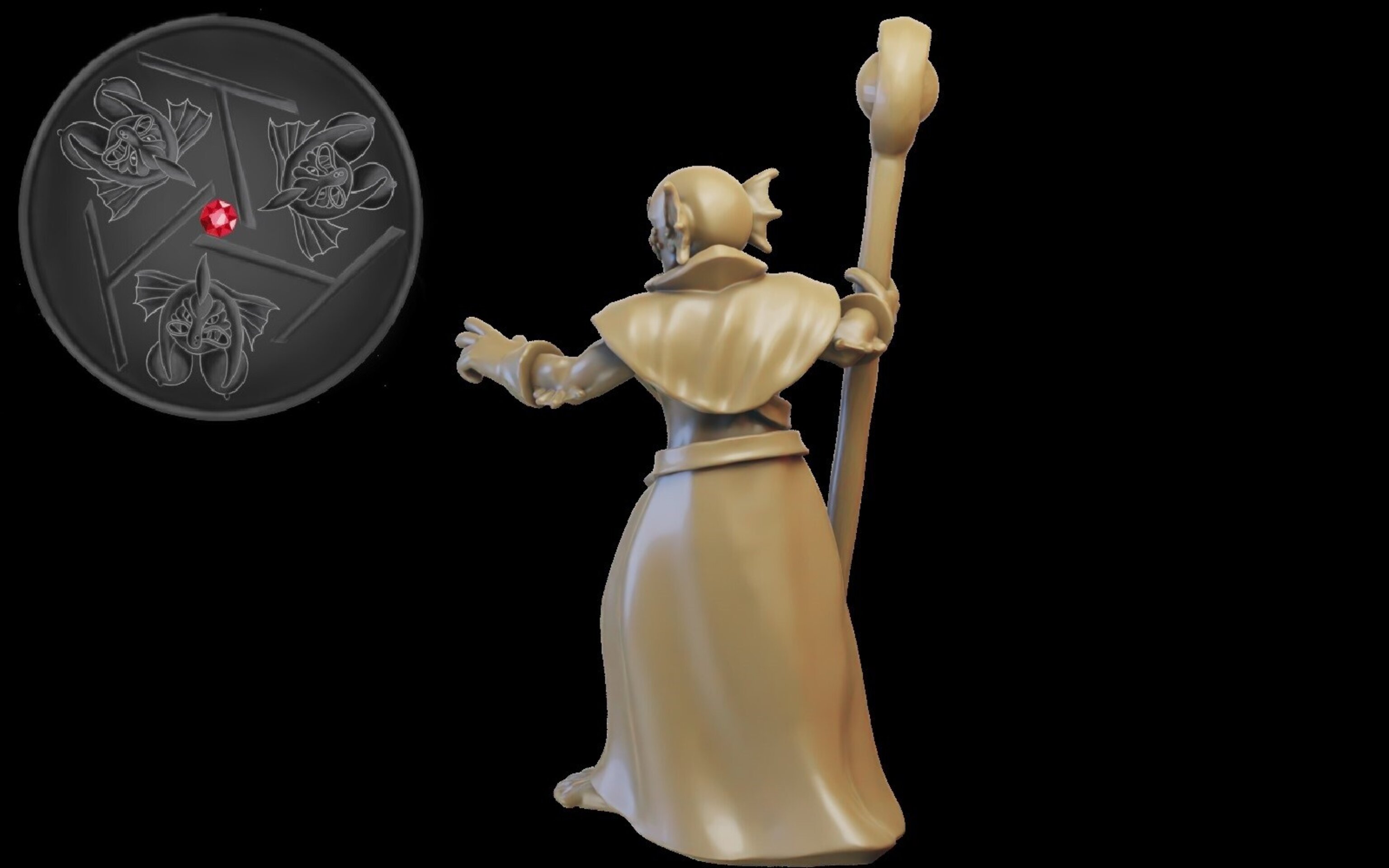 Sorcerer on foot (ilhadiel) naiads - wargames - resin miniatures - 28 mm - 4