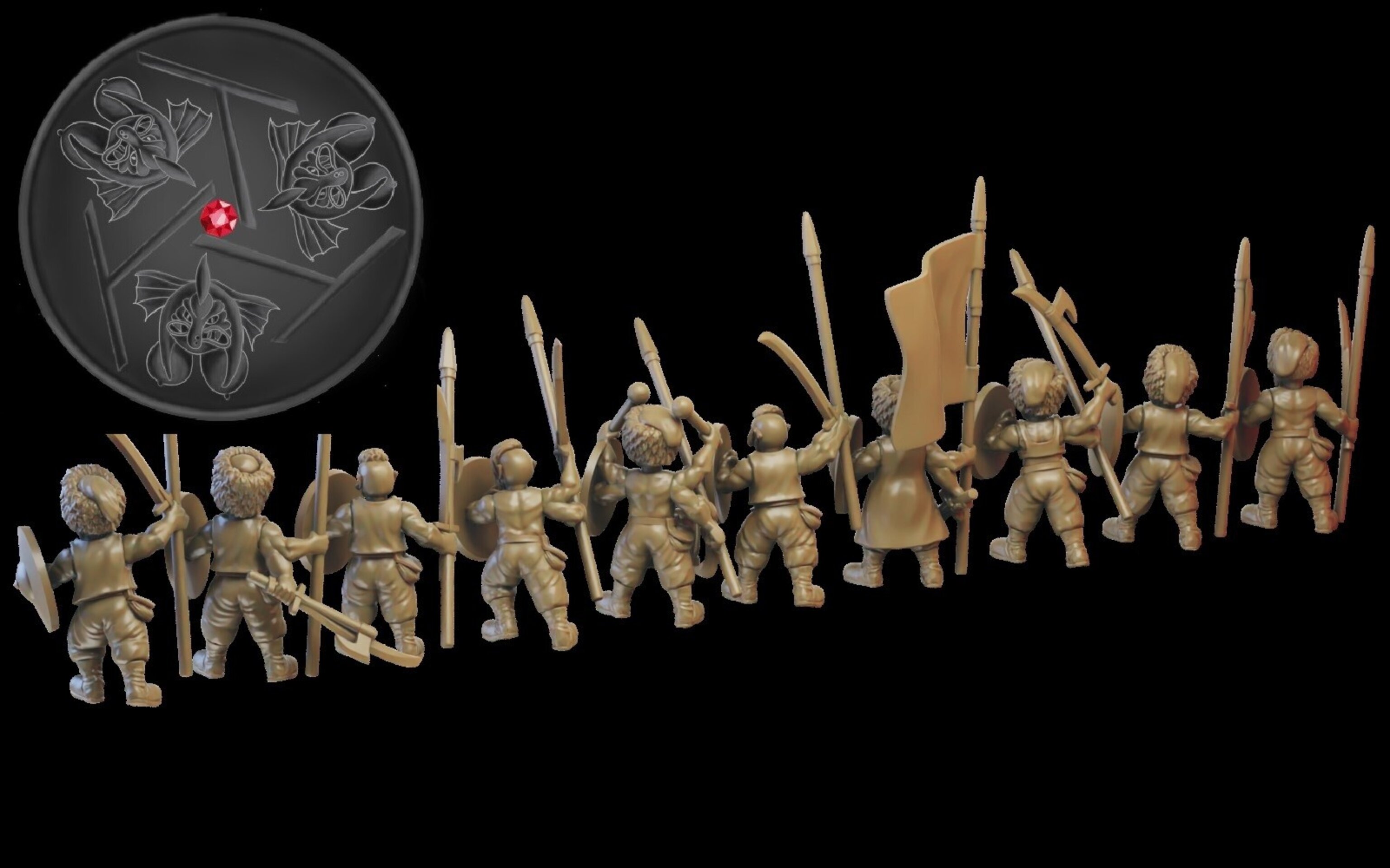 Halfling Warriors (ilhadiel) kislev - wargames - resin miniatures - 28 mm - 3