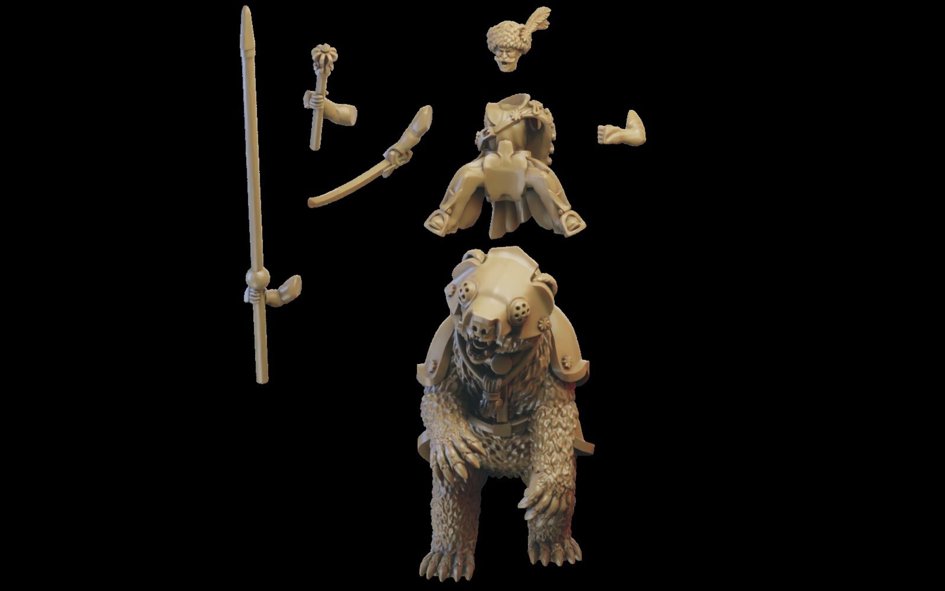 Boyar on bear (ilhadiel) kislev - wargames - resin miniatures - 28 mm - 4