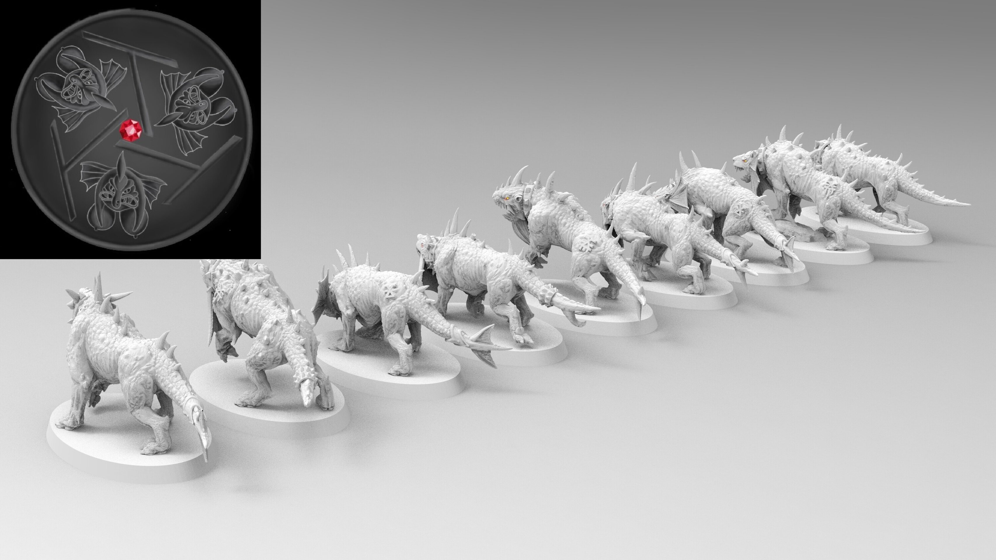 Flesh hounds (emang) chaos daemons - wargames - resin miniatures - 28 mm - 4