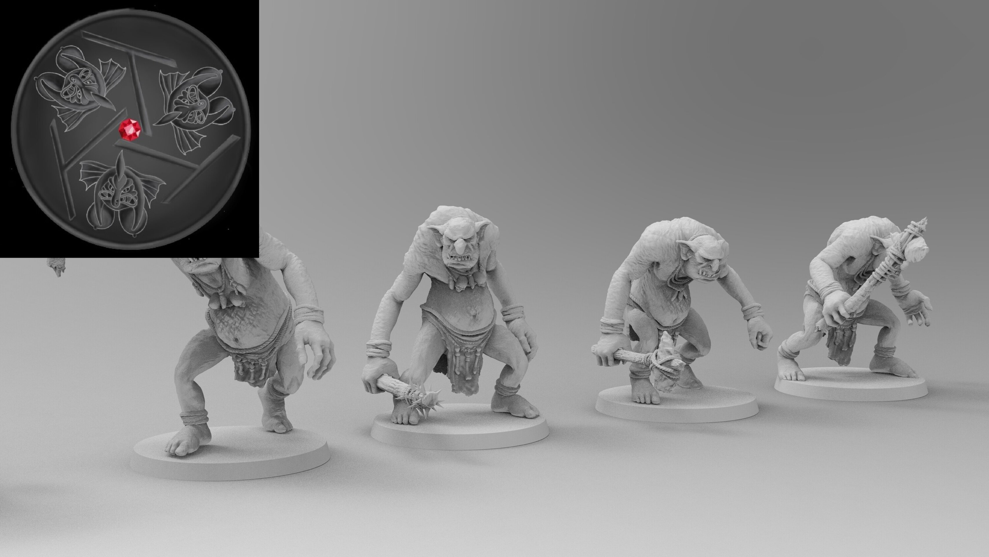 Stone Trolls (emang) orcs & goblins - wargames - resin miniatures - 28 mm - 4