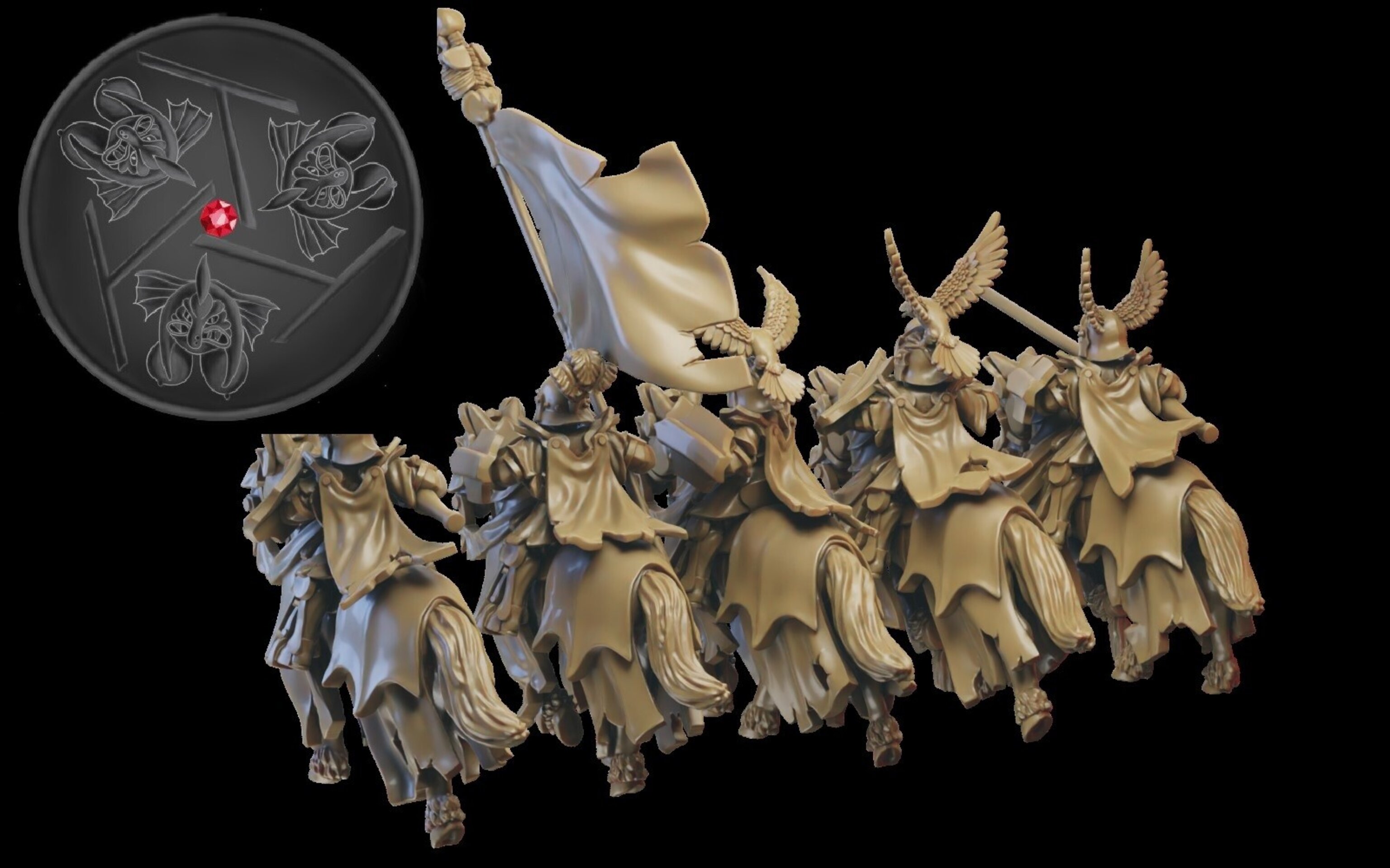 Vampiric cavalry (ilhadiel) vampire counts - wargames - resin miniatures - 28 mm - 3