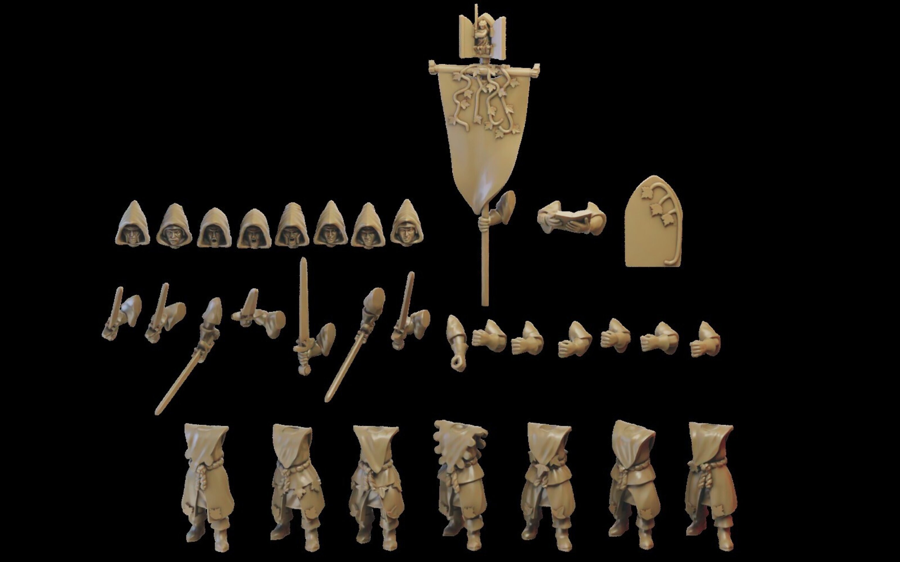 Forest Pilgrims (ilhadiel) bretonnia - wargames - resin miniatures - 28 mm - 3