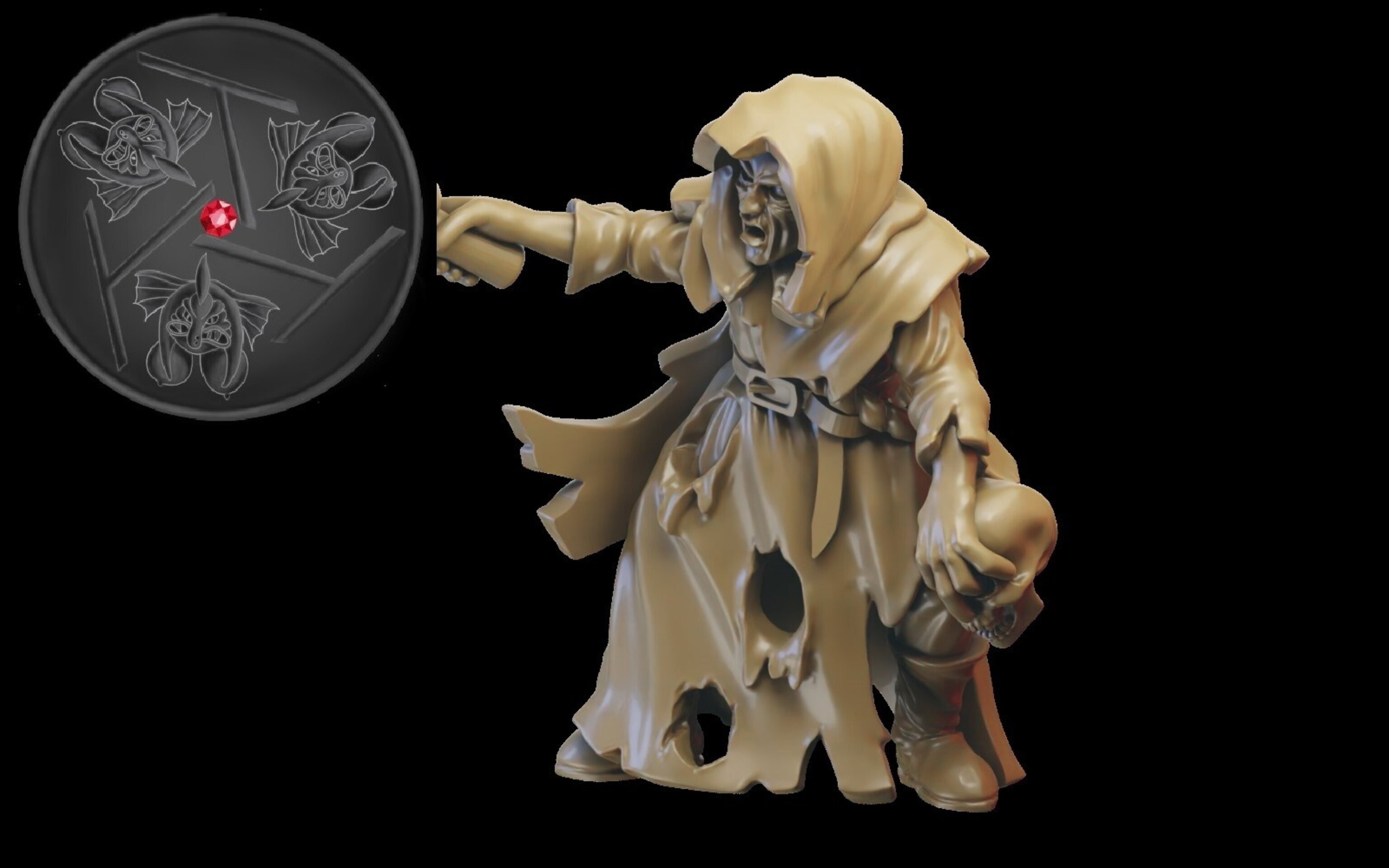 Necromancer on foot (ilhadiel) vampire counts - wargames - resin miniatures - 28 mm - 2