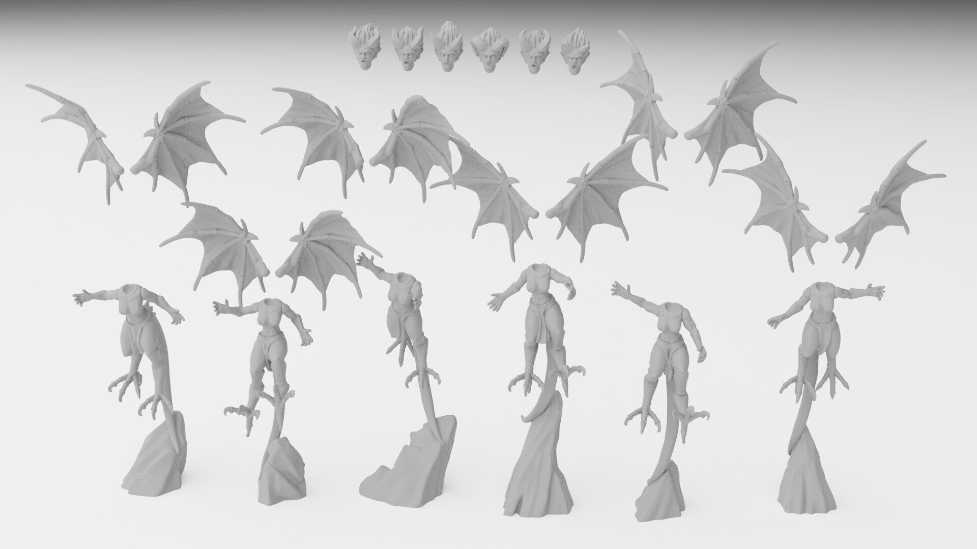 Harpies (ilhadiel) dark elves - wargames - resin miniatures - 28 mm - 3