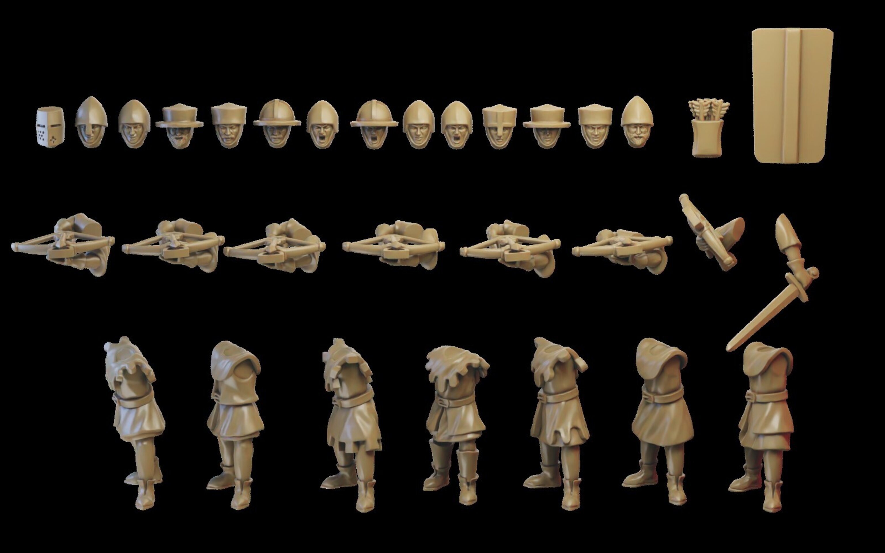 Arblastiers (ilhadiel) bretonnia - wargames - resin miniatures - 28 mm - 3