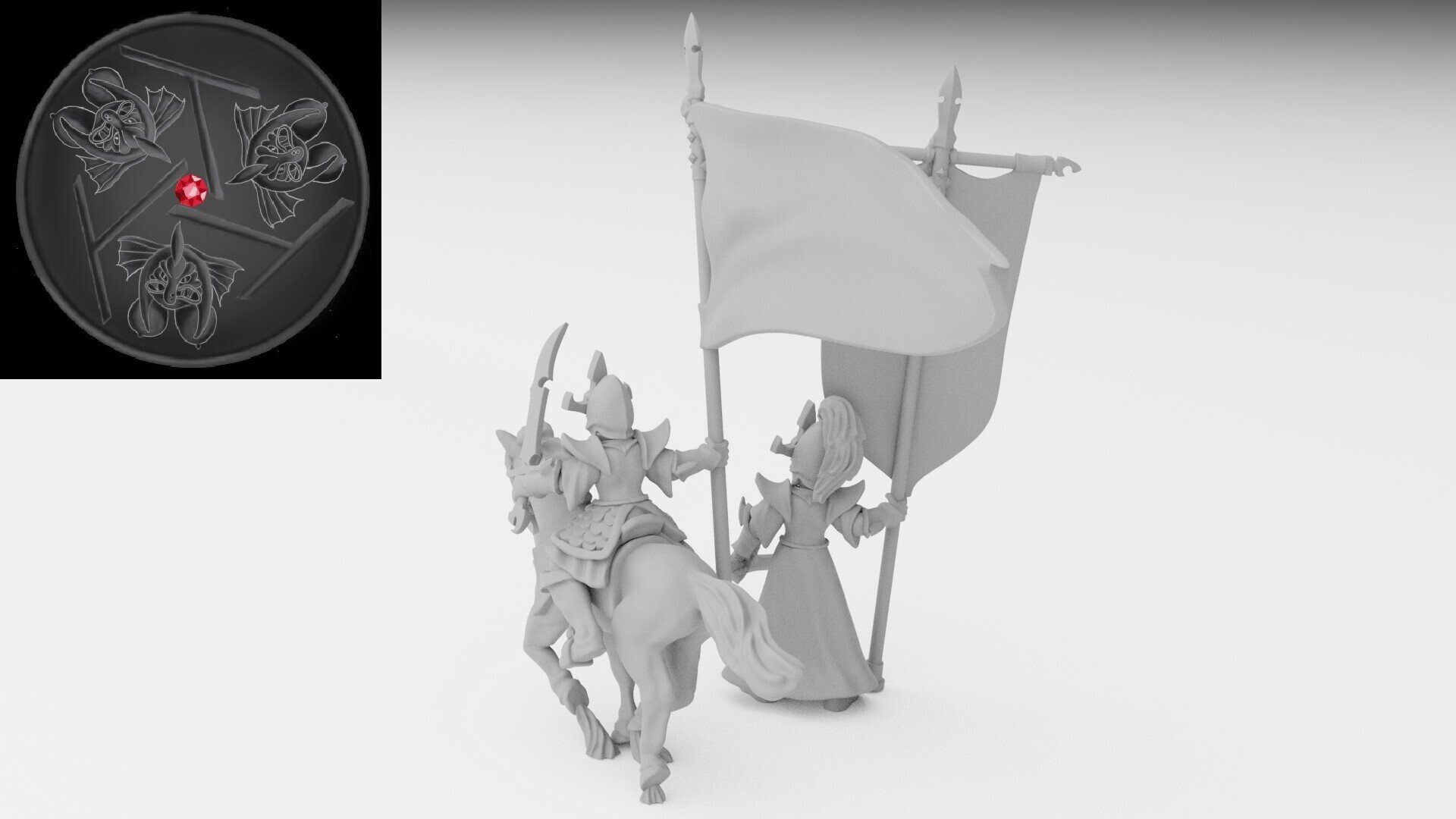 Battle Standard Bearer (ilhadiel) dark elves - resin miniatures - 28 mm - 2