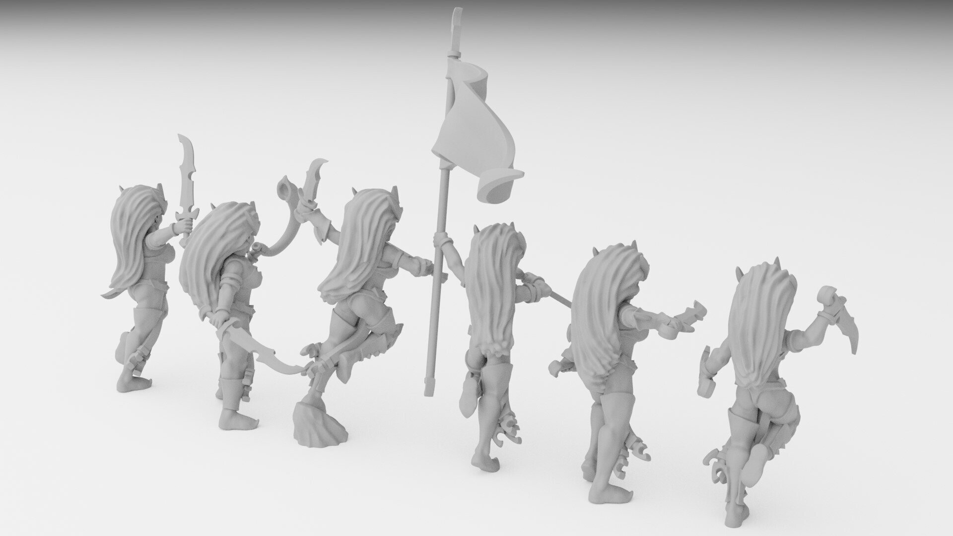 Witch Elves (ilhadiel) dark elves - wargames - resin miniatures - 28 mm - 4