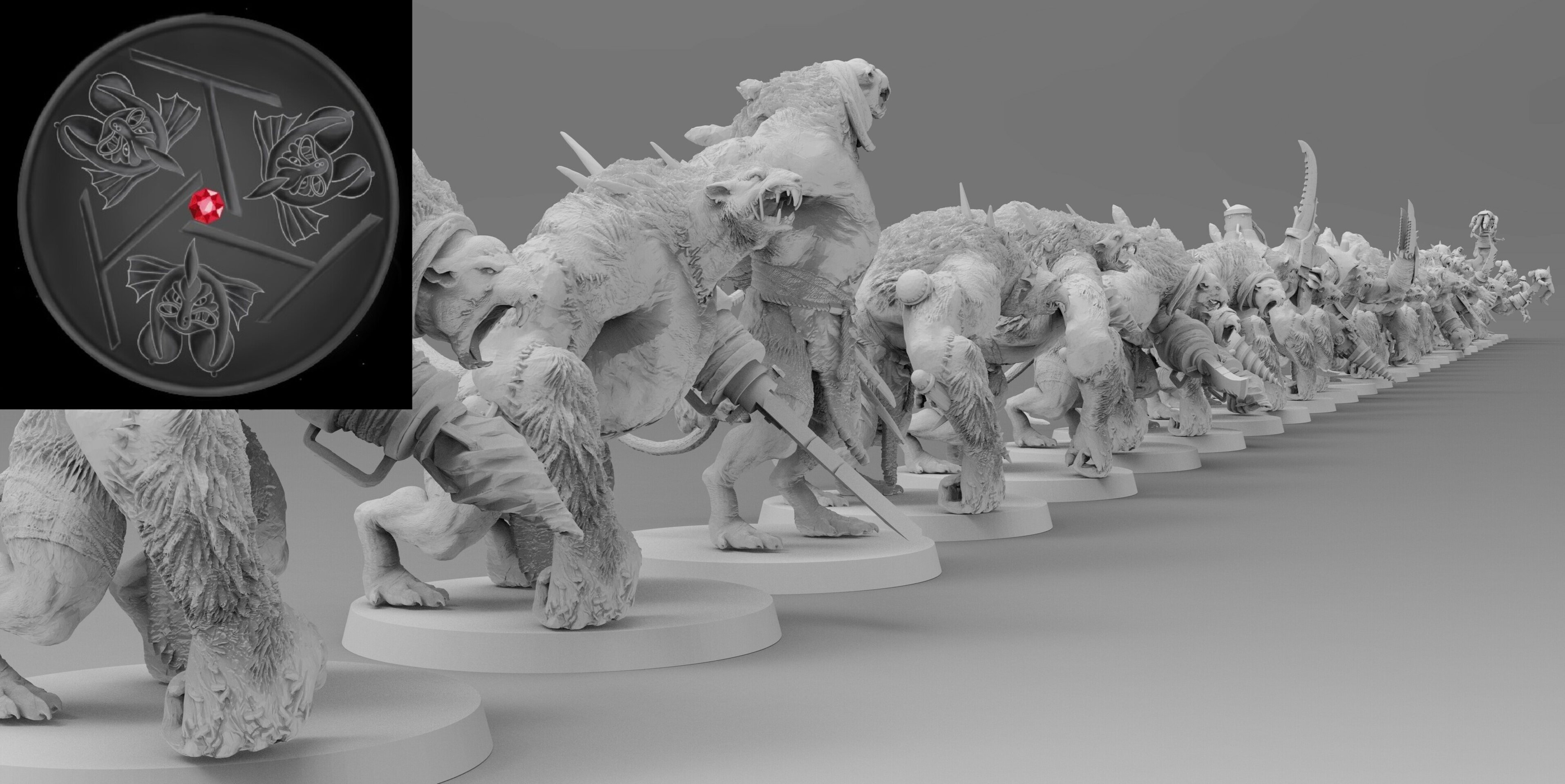 Rat Ogres (emang) skavens - wargames - resin miniatures - 28 mm - 3