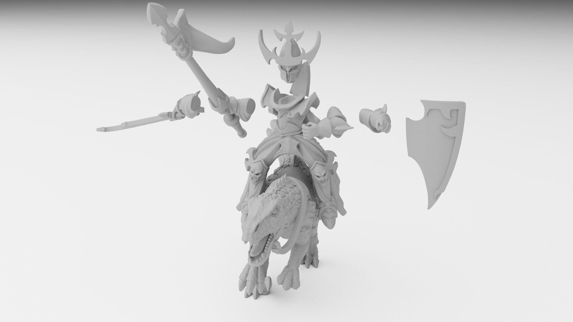 Hero on cold one (ilhadiel) dark elves - wargames - resin miniatures - 28 mm - 3