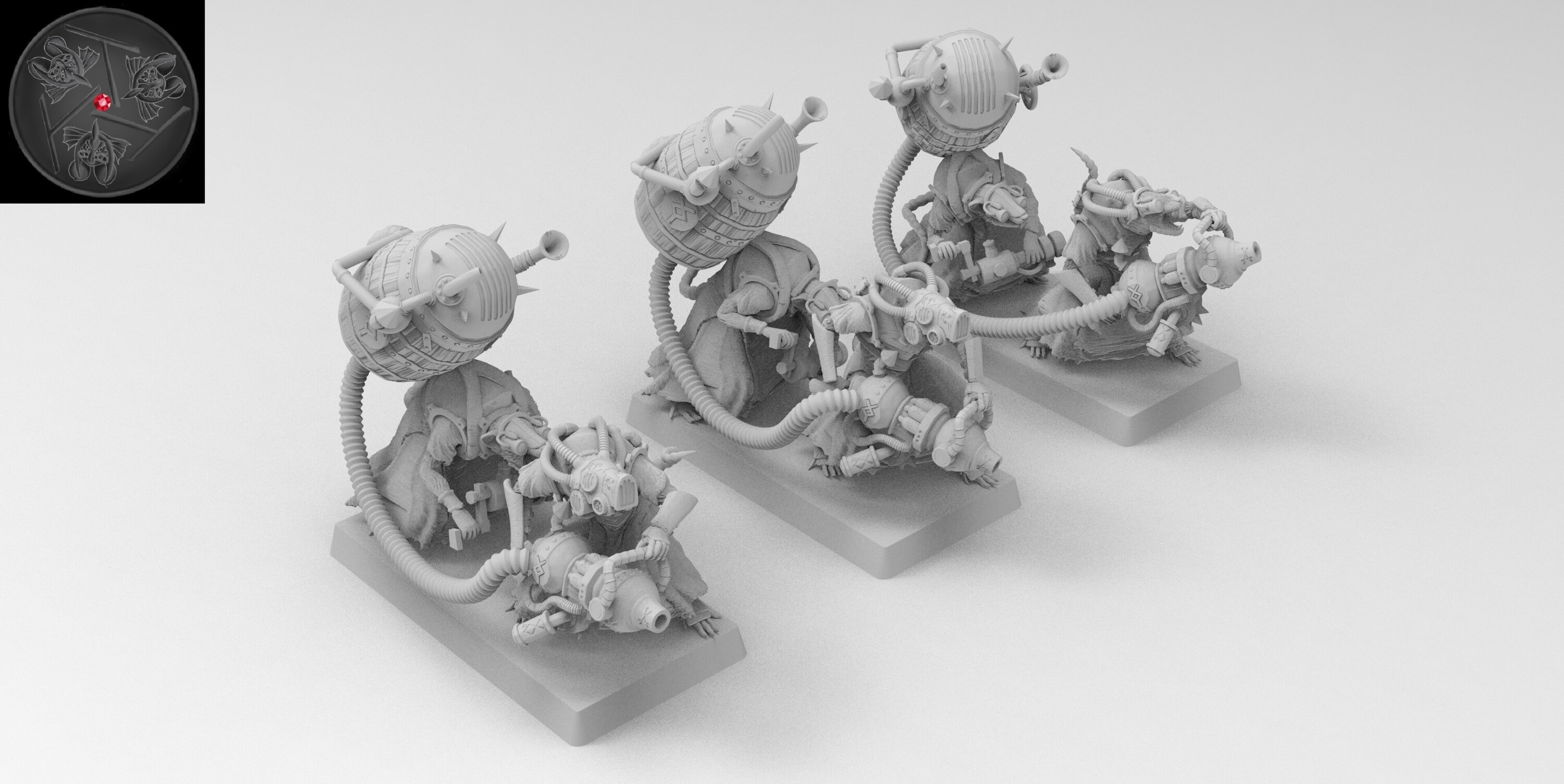 Warpfire Throwers (emang) skavens - wargames - resin miniatures - 28 mm - 3