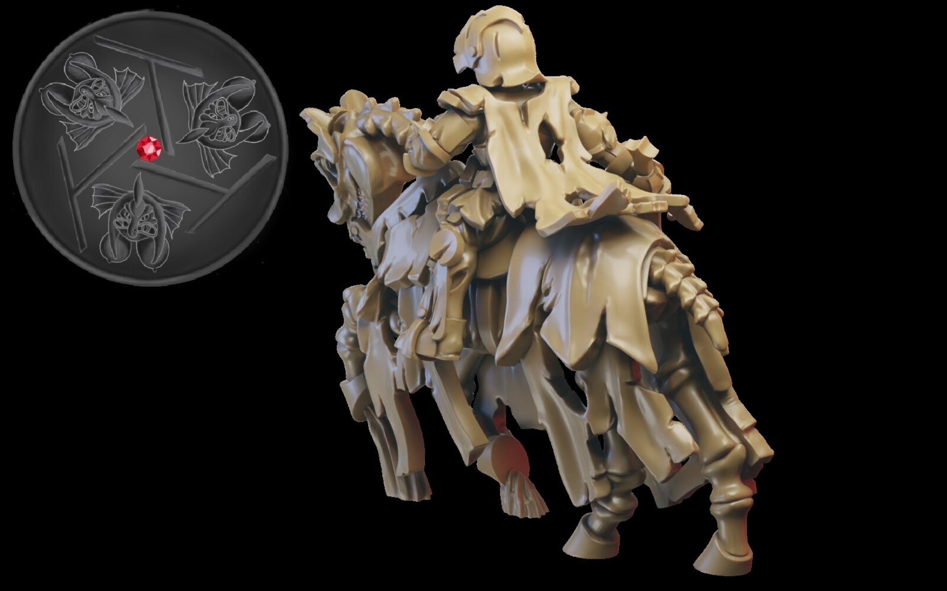 Wight King on horse (ilhadiel) vampire counts - resin miniatures - 28 mm - 3