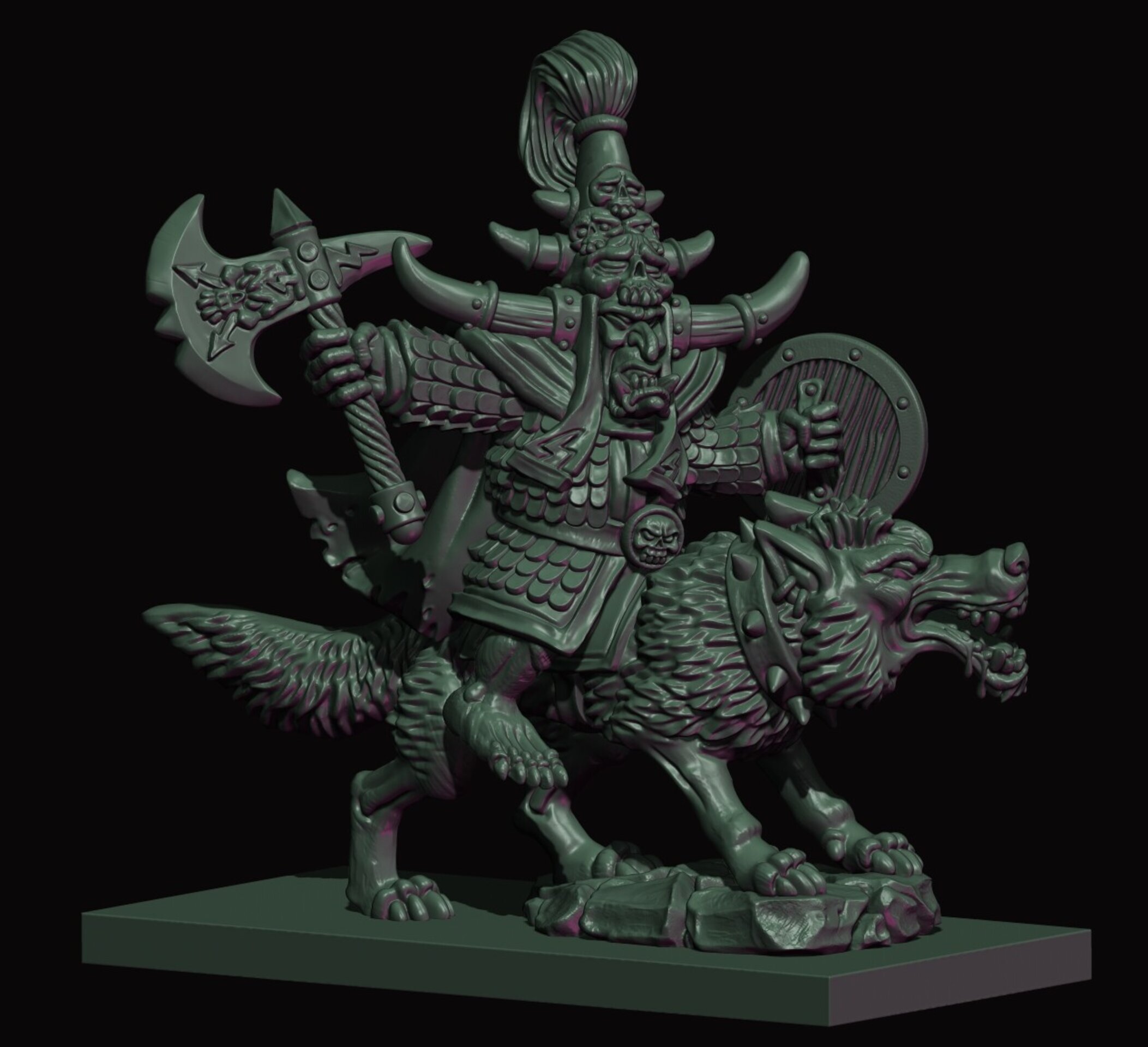 Hobgoblin Khan on Wolf (fabelzel) chaos dwarfs oldhammer - wargames - 28 mm - 8