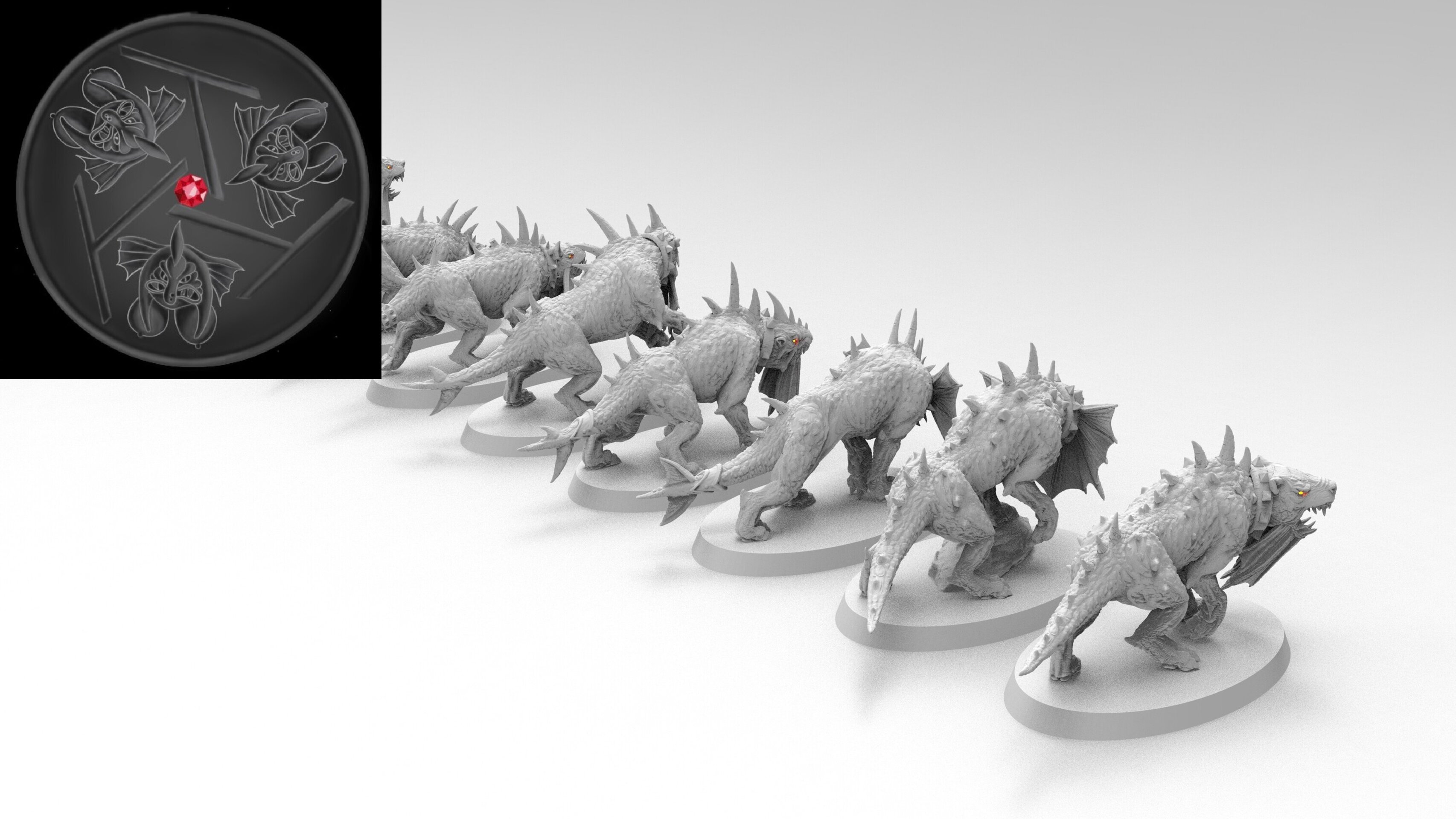 Flesh hounds (emang) chaos daemons - wargames - resin miniatures - 28 mm - 3