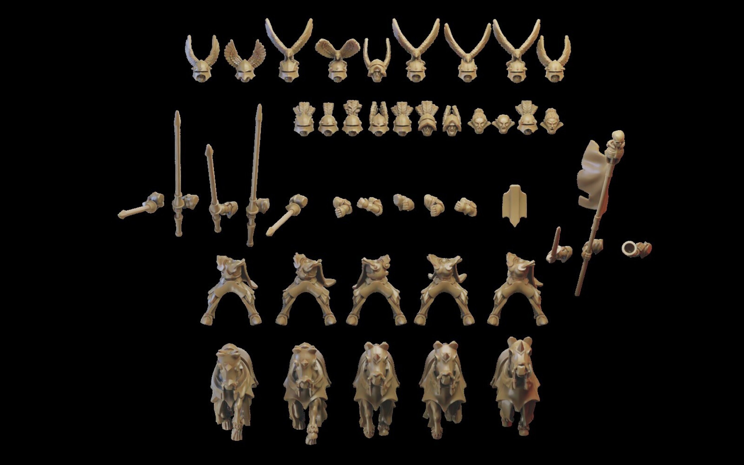 Vampiric cavalry (ilhadiel) vampire counts - wargames - resin miniatures - 28 mm - 4