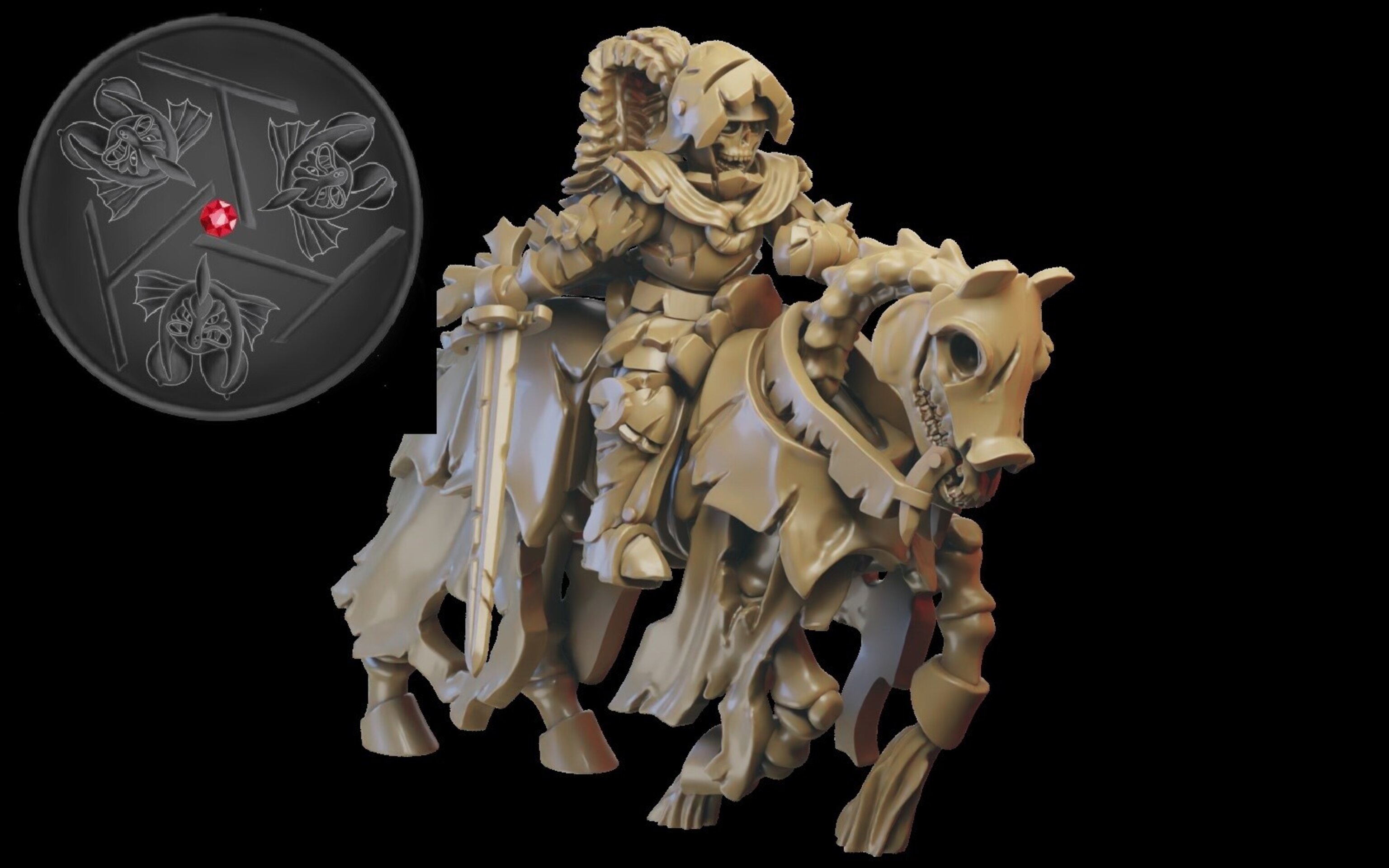 Wight King on horse (ilhadiel) vampire counts - resin miniatures - 28 mm - 1