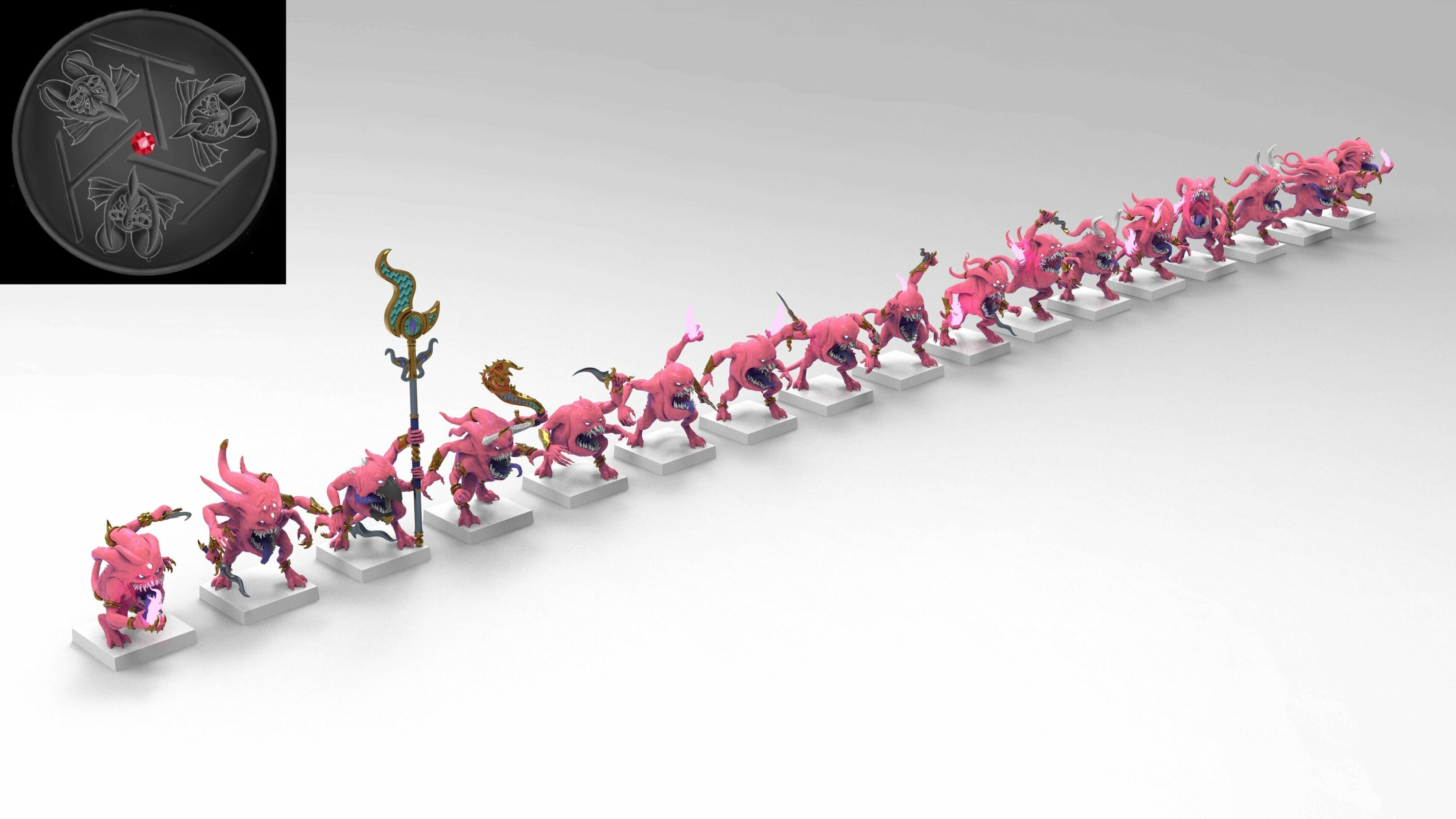 Pink Horrors (emang) chaos daemons - wargames - resin miniatures - 28 mm - 3