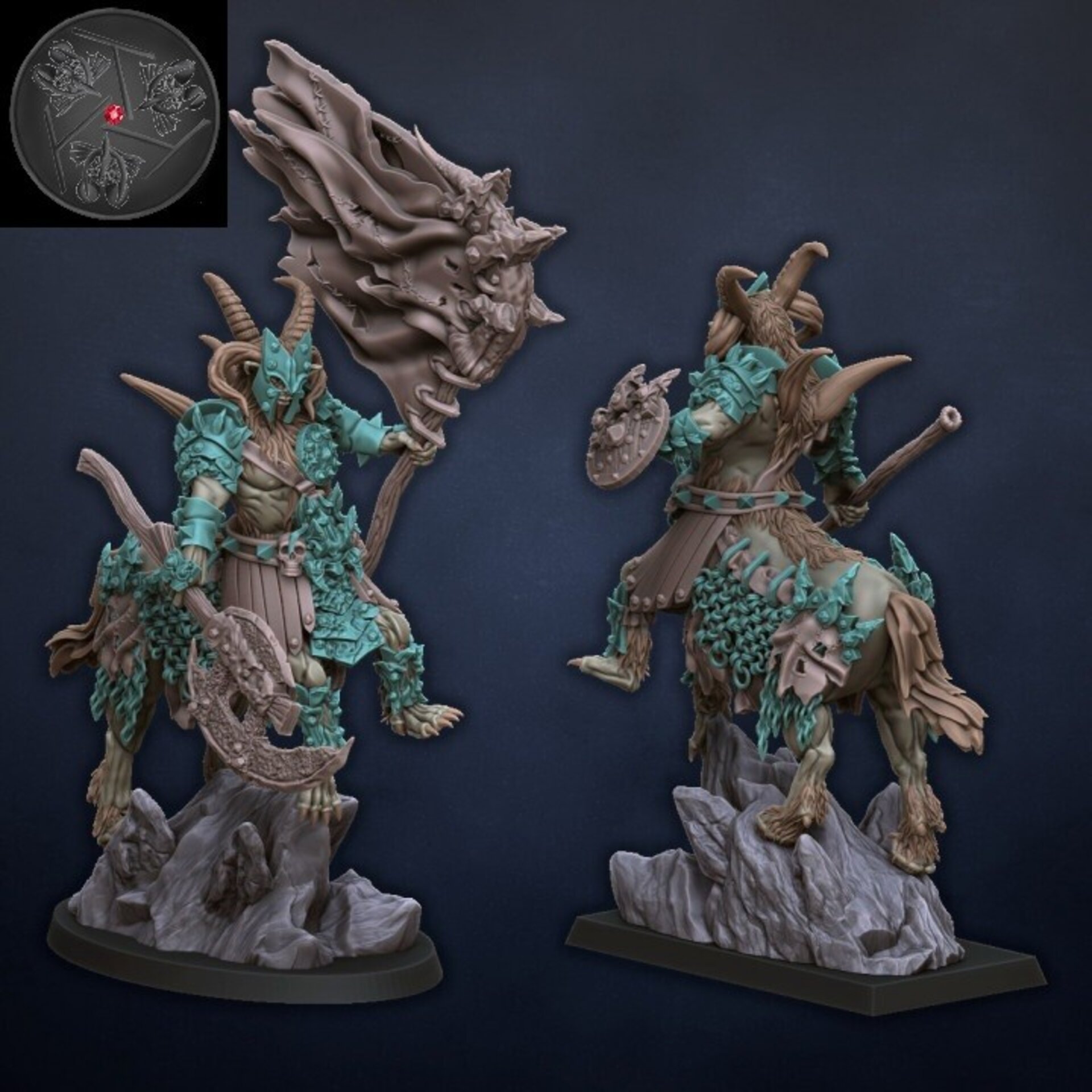 Centigor Hero (dragons lake) beastmen - wargames - resin miniatures - 28 mm - 2