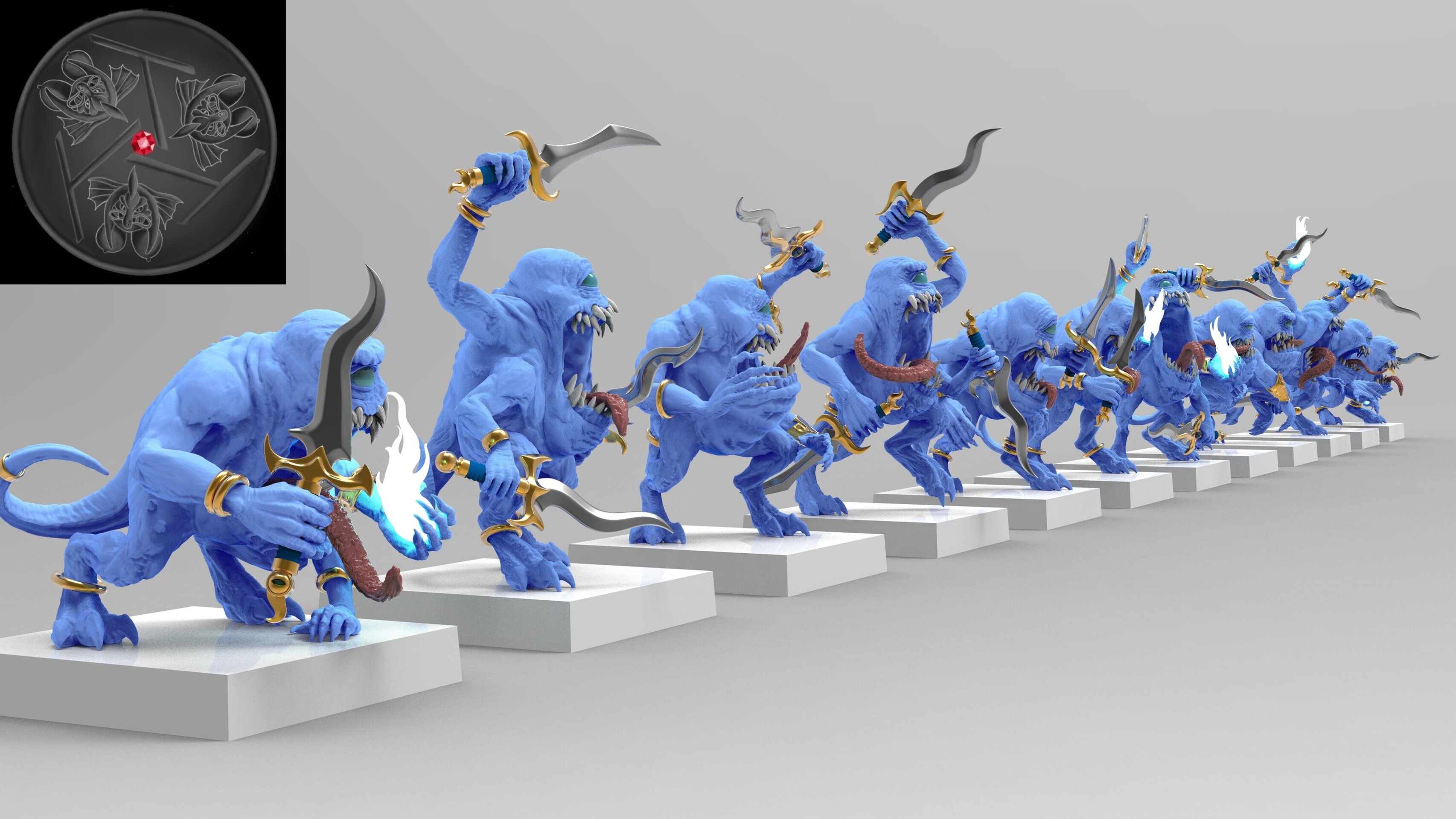 Blue Horrors (emang) chaos daemons - wargames - resin miniatures - 28 mm - 3