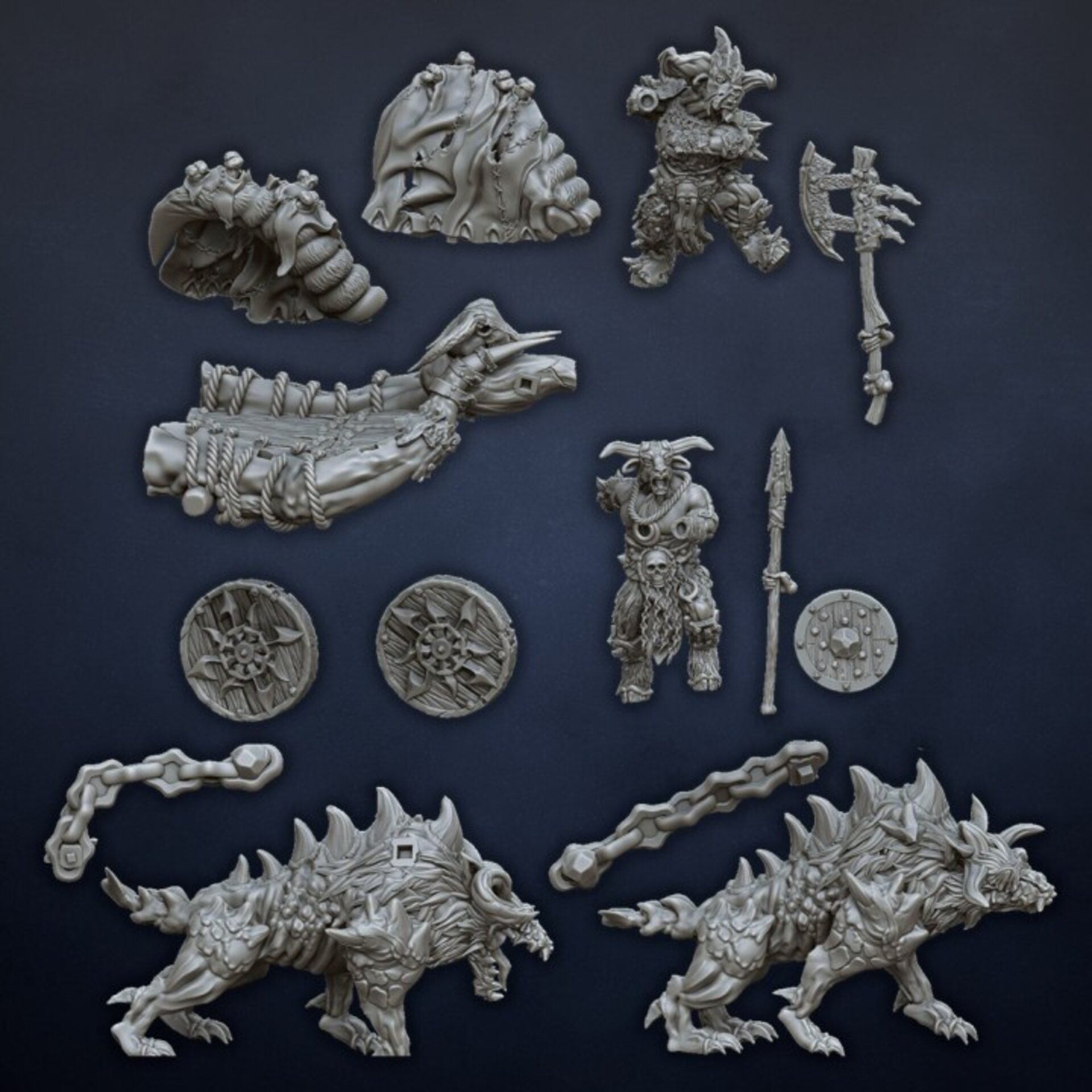 Tuskgors Chariot (dragons lake) beastmen - wargames - resin miniatures - 28 mm - 6