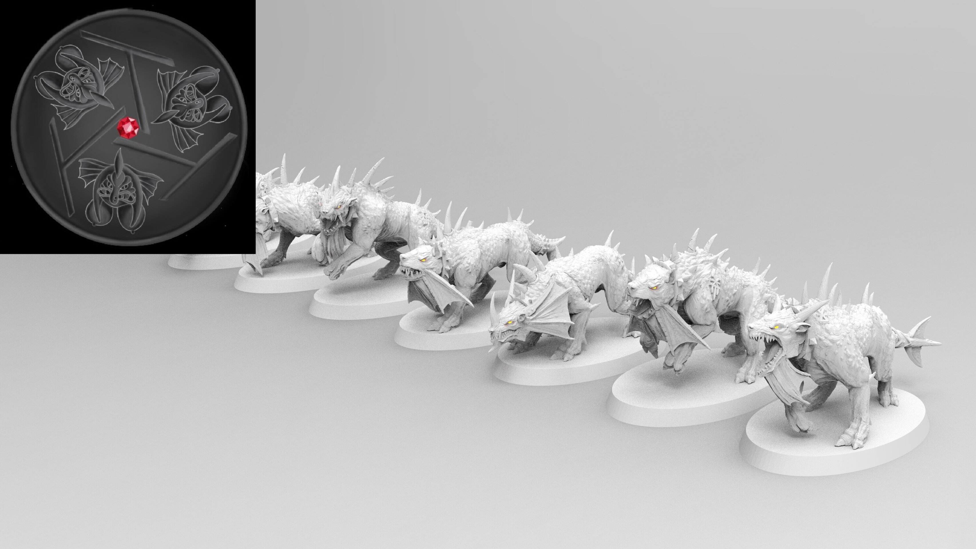 Flesh hounds (emang) chaos daemons - wargames - resin miniatures - 28 mm - 2