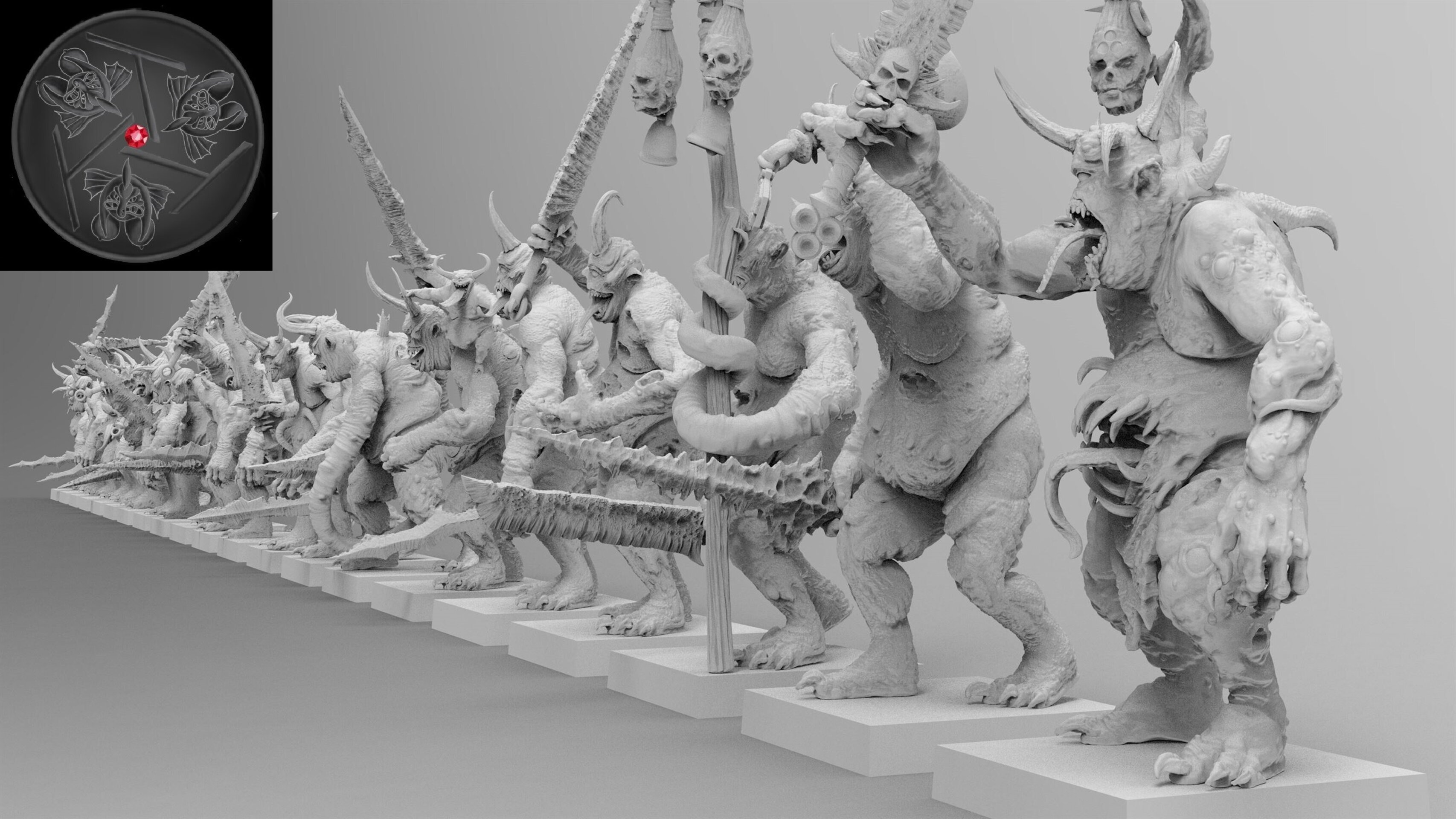 Plaguebearers (emang) chaos daemons - wargames - resin miniatures - 28 mm - 6